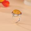 Anillo Yuebao de plata de ley S925 con diseño de cera de abejas, estilo vintage, geométrico, redondo, hueco, con forma de huevo, sencillo y elegante, combina con todo.