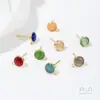 Brincos Redondos com Argolas Penduradas, Banhados a Ouro 14K com Preservação de Cor, Inseridos com Pedra Olho de Gato Colorida, Brincos Vintage, Acessórios para Brincos Feitos à Mão DIY
