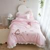 Rosa Princesa Estilo Coração Da Menina 60 Cetim Long-staple Algodão Menina Do Laço De Algodão Coreano Quilt Cover Conjunto De Três Peças