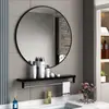 Espejo Redondo Simple para Baño Montado en Pared, Espejo de Baño, Espejo de Tocador, Espejo para Lavabo, Vidrio Montado en Pared sin Taladro Estilo Nuevo
