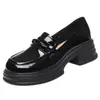 Nuevos Zapatos Lefu 2024 de Suela Gruesa Estilo Academia Negros Zapatos Pequeños de Cuero de Suela Blanda Combinan con Todo Estilo Británico Buena Durabilidad Zapatos de Una Sola Capa para Mujer