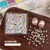 Nuevas Decoraciones para Uñas Macaron de 12 Rejillas Color Mixto Semiredondas Perlas Pequeñas en Caja Uñas Portátiles Decoraciones de Color