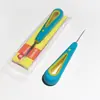 Lezna con Mango de Goma Azul, Herramienta Hecha a Mano para Reparación de Zapatos, Lezna de Gancho, Lezna para Agujeros Redondos, Lezna Empaquetada Individualmente