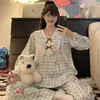 Pijama Extra Grande para Mujer Primavera y Otoño Nuevo Lindo Dibujo Animado Dálmata Nube Algodón Manga Larga Delgado Conjunto de Ropa para el Hogar