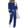 2022wish Amazon ebay Novo Europeu e Americano Feminino Tamanho Grande Solto Cor Sólida Manga Longa Casual Conjunto Feminino em Estoque