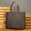 Bolso de mano retro europeo y americano transfronterizo, bolso de hombro para hombre, bolso de mujer de gran capacidad, bolso multifuncional de cuero de caballo loco.