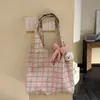Bolsa de Lona para Mujer, Bolso de Hombro de Nylon de Gran Capacidad, Bolsa de Tela con Estampado de Cuadros Rosas, Simple y Versátil, Bolso de Moda de Nicho