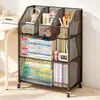 Estante de almacenamiento debajo del escritorio, una estantería pequeña móvil, con ruedas, de pie en el suelo que se puede colocar al lado de un escritorio, un carrito para guardar libros y otros artículos, una estantería para organizar libros