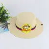 Chapéu de Sol de Cowboy de Palha de Verão para Crianças 22 Protetor Solar para Bebê Chapéu de Praia Top Plano Chapéu com Fecho Top Cartoon Dobrável