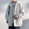 Chamarra ligera con capucha y cierre, primavera 2026, unisex, corte holgado estilo casual, sudadera gris, diseño simple