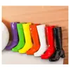 Fábrica de Botas Femininas de Salto Grosso Coloridas Estilo Doce com Plataforma e Zíper Lateral para Outono/Inverno 2026 Europeu e Americano