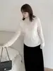 Camisa Básica de Malha Meia-Gola Feminina Plus Size Inno, Nova Peça Versátil de Outono com Manga Longa 343336