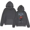 Sudadera con capucha de diseño de marca de moda con estampado de rosa y llama es simple y versátil