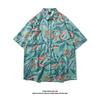 Camisa Vintage Estampada de Manga Curta da Tailândia Marca da Moda Unissex Solta Estilo Havaiano Praia Camisa para Casal Casaco da Moda