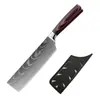 Juego de Cuchillos de Acero Inoxidable Transfronterizo, Cuchillo de Chef Estilo Occidental, Cuchillo para Filetear Estilo Japonés, Cuchillo Santoku, Juego de Cuchillos de Cocina con Patrón Láser