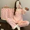 Yunduo Algodón Nuevo Lindo Pijama para Mujer 2026 Verano Delgado Manga Corta Conjunto de Tres Piezas Dibujos Animados Pony Ropa de Casa Disparo Real