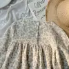 Ropa Infantil Estilo Coreano Cuello Redondo Manga Abullonada Encaje Vestido de Niña Colección Primavera 2026 Floral Holgado Manga Larga Falda Infantil