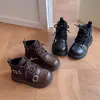 Botas Martin da Moda para Meninas 2026 Outono/Inverno Novas Botas Infantis Elegantes com Pelúcia Curta Versátil para Crianças de Média e Mais Velhas Botas de Couro