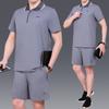 Pantalones cortos de manga corta con solapa para hombre, de algodón, holgados, de talla grande, para fitness y correr, de verano