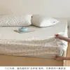 Juego de tres piezas de sábana bajera de gasa de doble capa 100% algodón, algodón puro, completamente sellada, antideslizante, elástica, suave, transpirable, protector de colchón