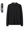 Camiseta base antibacteriana de cuello medio 7A para hombre, camiseta de manga larga de forro polar suave por ambos lados para mujer, sudadera cálida elástica con logo personalizado