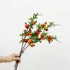 Simulación que contiene Yang de 5 ramitas pequeñas de granada, fruta, flores de granada, arreglo floral, sala de estar, comedor, mueble de TV, decoración de mesa