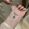Concha Plateada Plata S925 Nuevo Estilo Chinoiserie Lujo Accesible Elegante Gama Alta Calcedonia Verde Collar de Calabaza Estilo Antiguo para Mujer Cadena Versátil para Clavícula