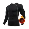 Ropa de fitness para hombre, conjunto de manga larga y pantalón largo con forro polar, alta elasticidad, secado rápido, ropa de entrenamiento para baloncesto y fútbol, ropa térmica