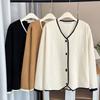 Primavera Estilo Coreano Tejido de Punto Pequeño Fragante Talla Grande Ropa de Mujer 100kg Gordo mm Cárdigan Elegante Casual Cuello en V Camiseta Pequeña 2357