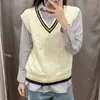 22 Novo Colete Tricotado Versátil de Estilo Preppy de Outono para Casais Masculinos e Femininos 451682
