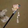Horquilla Antigua de Imitación de Sándalo de Alta Calidad Broche Elegante para el Cabello Borla de Madera Accesorios para el Cabello Paso a Paso Hanfu Cheongsam