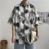 Camisa Floral de Manga Corta Retro Ulzzang Estilo Hong Kong para Hombre Estilo Harajuku Holgada Ins Camisa Ropa de Protección Solar para Pareja de Playa Moderna