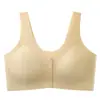 Roupa íntima feminina de seda gelada sem marcas, com fecho frontal, sutiã push-up sem aro