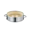 Vaporizador de bambú de acero inoxidable vaporizador comercial fondo de bambú vaporizador pequeño redondo postre dumpling estilo ancho vaporizador de té de la mañana