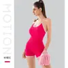Mono de una pieza para mujer que se puede usar en exteriores, con tirantes de color contrastante, diseño de espalda cruzada, secado rápido, sin mangas, realza glúteos, adecuado para deportes, fitness y yoga