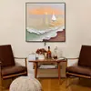 Mural Floral Marino, Pintura Decorativa de Restaurante Estilo Francés de Mediados de Siglo, Pintura Colgante Retro de Alta Gama para Mesa de Comedor, Pintura Personalizada