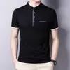 Camiseta de Manga Corta de Algodón 95% para Hombre Verano Casual Moda Cuello Media Manga Transpirable Estilo Coreano Camiseta Moderna Corta para Hombre