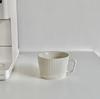 Conjunto de Louça Caneca de Cerâmica Cor Sólida Padrão Vertical para Leite Latte Café Chá da Tarde Doméstico com Pires