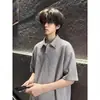 Camiseta de Verão com Gola Reversível Manga Curta Polo Masculina, Camiseta de Marca Tendência, Slim Fit Estilo Coreano, Versátil Tendência 2026 Nova Camiseta Top