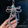Cadena para Teléfono Móvil de Cristal Ins Pedrería Fresa Lazo Tridimensional Cadena Colgante de Perlas Llavero de Coche Colgante Sentido Avanzado