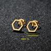 Moda Europea y Americana Transfronteriza Simple Acero Inoxidable Geométrico Hueco Hexagonal Simple Aretes Individuales Yiwu Baratijas