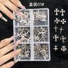 Manicura Transfronteriza Adornos de Aleación Retro Caja de Seis Compartimentos Accesorios de Decoración para Uñas de Metal Oro Retro Plata Retro