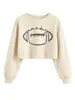Loja independente Amazon Wish: moletom cropped feminino estiloso e versátil estilo rugby para dia de jogo, design novo para exportação