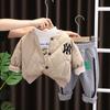 Nuevo Conjunto de Tres Piezas para Niño Otoño e Invierno 2022, Chaqueta con Forro Polar, Ropa de Pan, Traje Cálido de Manga Larga para Bebé, Cabello
