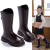 Botas Altas de Otoño e Invierno para Niñas, Nuevo Modelo 2025 Botas Altas Infantiles, Botas de Invierno Tipo Martin para Niñas, Botas de Cuero de Caña Alta con Forro de Felpa