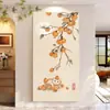 Pintura a Óleo Original Pintada à Mão Estilo Madeira Natural Cremoso Caqui Ruyi Pintura Decorativa para Hall de Entrada Pinceladas de Mestre Pintura de Peixe Koi Pendurado na Parede