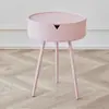 Mesa de cabeceira estilo creme Mesa de cabeceira simples moderna Mesa de centro pequena Quarto redondo Mini Mesa de canto Novo armário de armazenamento criativo