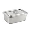 Lavabo cuadrado de acero inoxidable 304 con fondo plano, bandeja rectangular gruesa, plato de arroz al vapor, cuenco para verduras con tapa, cuenco cuadrado para arena para gatos.