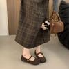 Sapatos Mao Mao Femininos Outono e Inverno Casacos Novo Estilo Francês Retro Estilo Fada Bico Redondo Sapatos Mary Jane Forrados com Lã Sapatos Baixos de Algodão