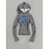 Sudadera con capucha de manga larga a rayas estampadas, estilo europeo y americano, casual, corte ajustado, sudadera con capucha, chaqueta vintage de streetwear